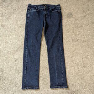APPAREL COLLECTION Blue Stretch Denim Mid-Rise Straight Jeans; Size 34R
